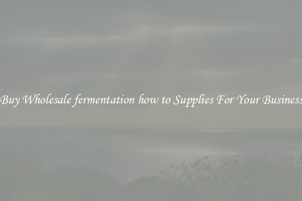 Buy Wholesale fermentation how to Supplies For Your Business
